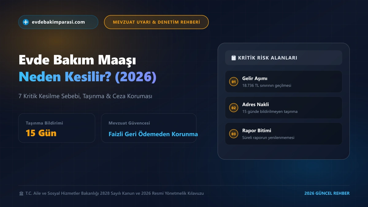 Evde Bakım Maaşı Neden Kesilir? 2026 Maaş Kesilme Nedenleri, Bloke Kaldırma ve Yasal Süreç